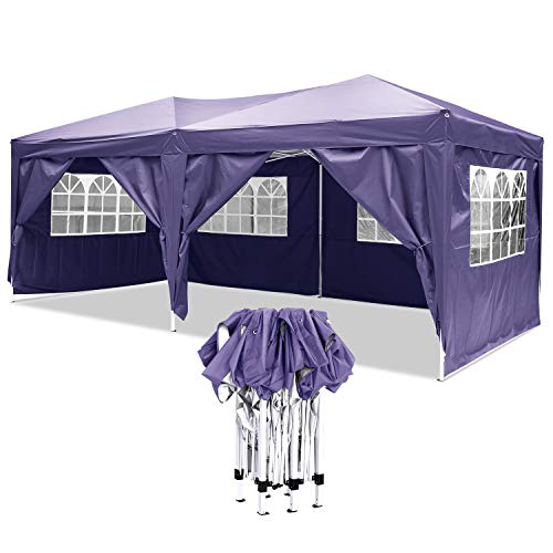 Faltpavillon Wasserdicht Gartenpavillon,3 x 6m Partyzelt Pavillon Festzelt mit 4 